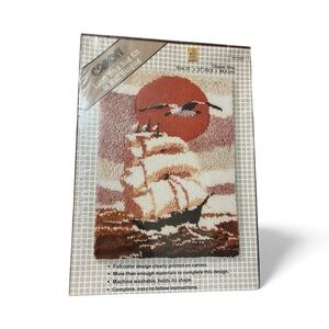 Caron Latch Hook Kit Clipper Ship 20"x27" Vintage Sealed Craft Project